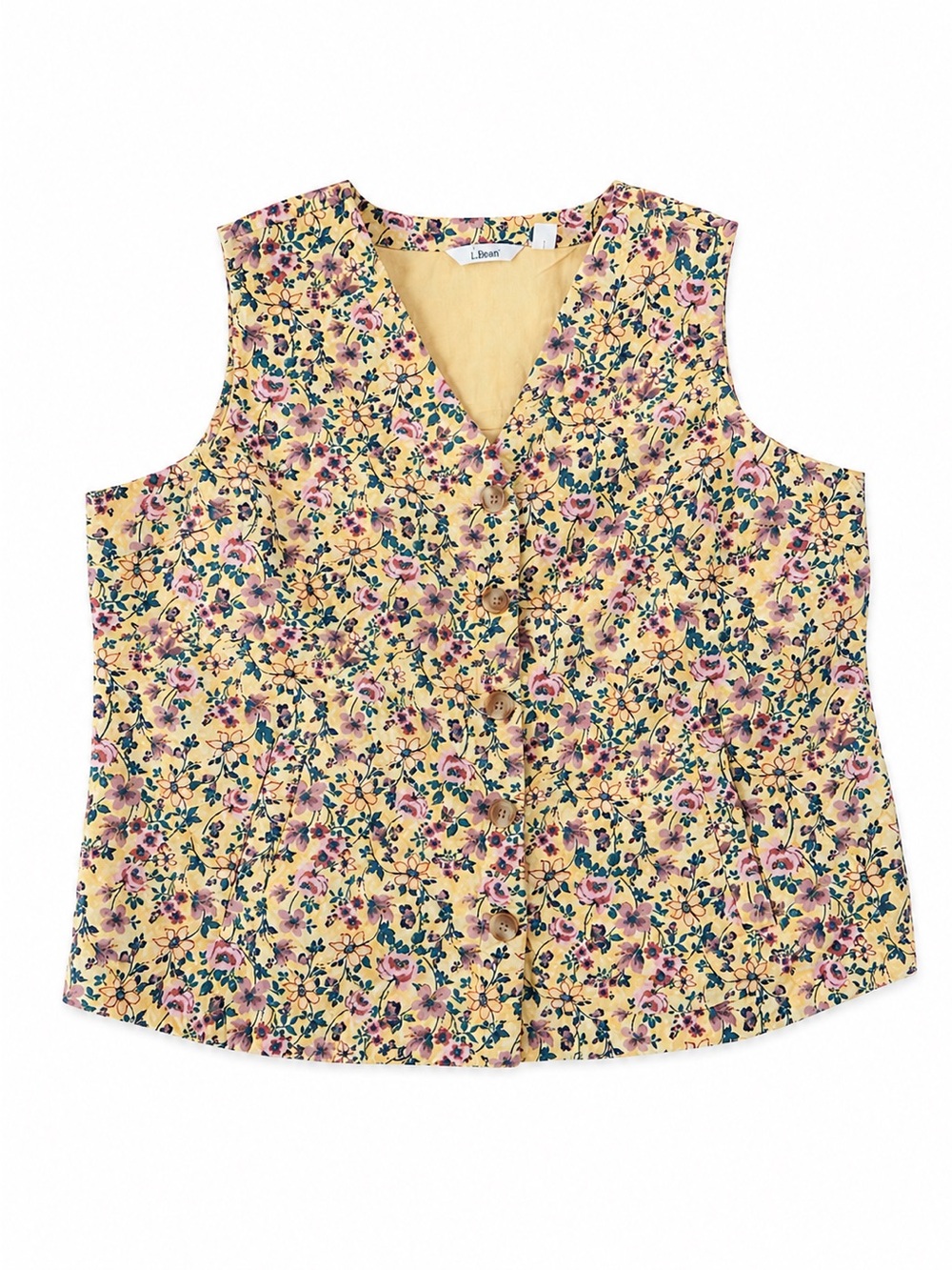 NEW D+Co Women’s Medium Quilted Floral Vest Yellow Grandma Core Cottagecore